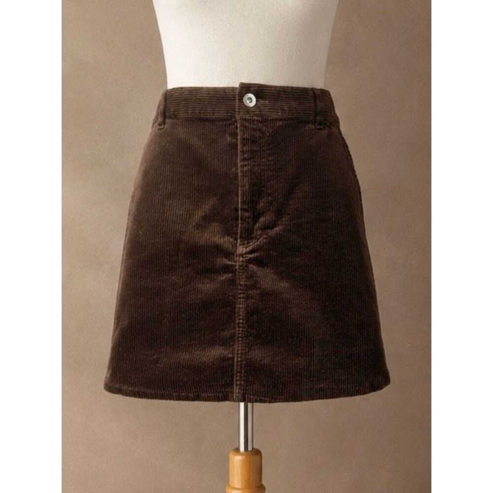 Uniqlo x Comptoir des Cotonniers Size L Corduroy Mini Skirt Brown A-Line